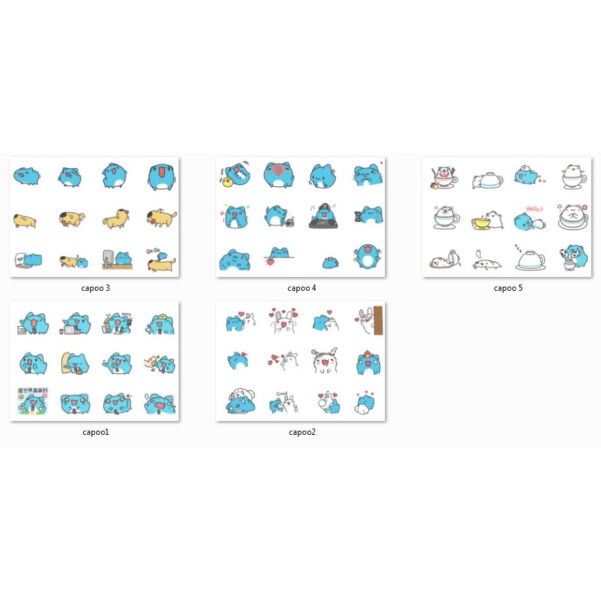 sticker capoo A4 không bế S4A13 cute dễ thương