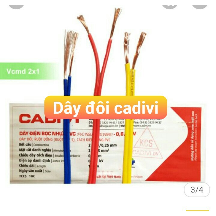 Dây điện đôi CADIVI 2x0,75 mm2 vcmd 2x24 - cuộn 100 mét SALE GIÁ KỊCH SÀN 50 CUỘN THÔI MN NHÉ