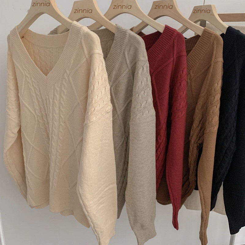Áo len thừng cổ tim classic/Holiday sweater