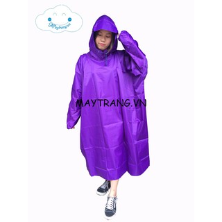 Áo mưa vải dù cao cấp không xẻ tà màu tím