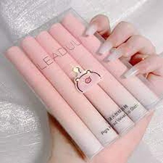 Sét 5 son kem hình heo leaduu pig màu hồng xinh xắn