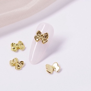 Phụ kiện nail, charm nơ kim loại, set 2 cái