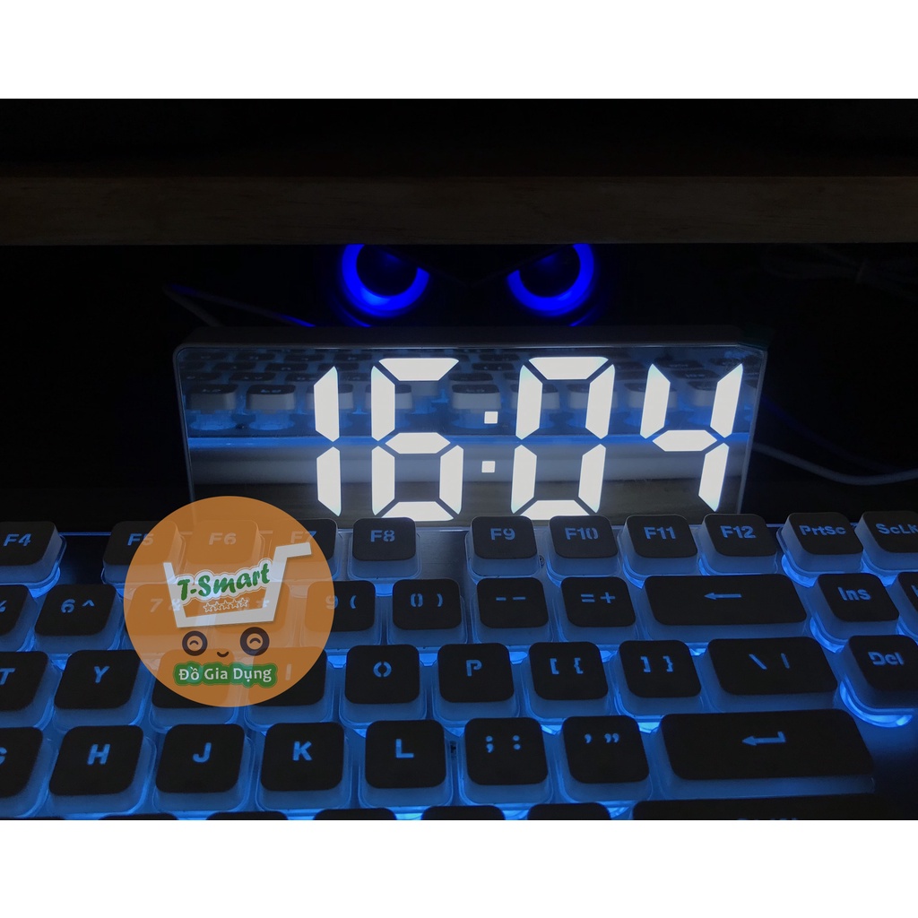 Đồng Hồ Led Mini Để Bàn Trang Trí Decor Chữ Số To, Báo Thức, Chỉnh Độ Sáng Thông Minh Tiện Lợi - Mặt Gương Soi