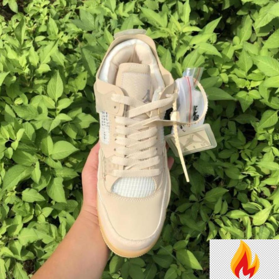 Giày air jordan 4 retro off white kem , Giày sneaker JD4 màu kem siêu hot mới nhất -ou*(