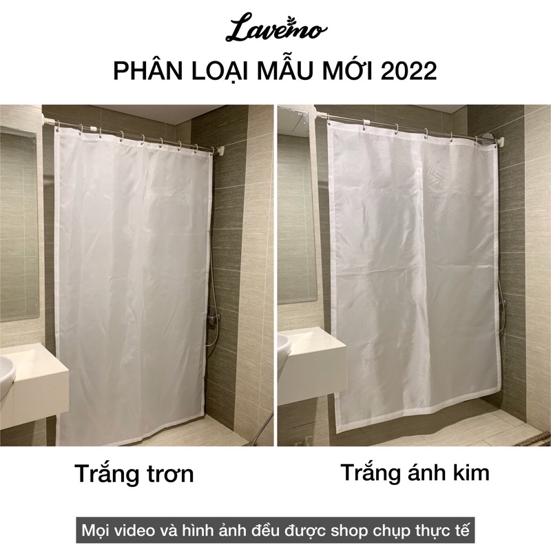 Rèm Phòng Tắm Trắng Trơn LAVEMO Hàng Đẹp Cao Cấp Chống Thấm Nước 100% Polyester T-TRANG
