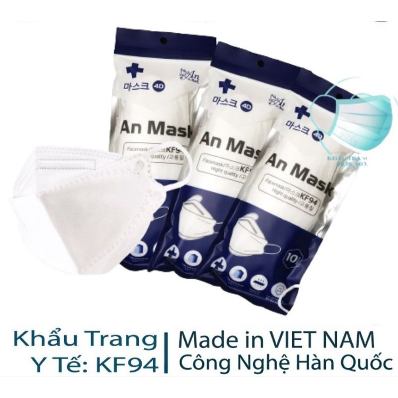 Khẩu Trang KF94 Kháng Khuẩn, Chống Bụi Mịn PM 2.5, Sản Xuất Tại Việt Nam