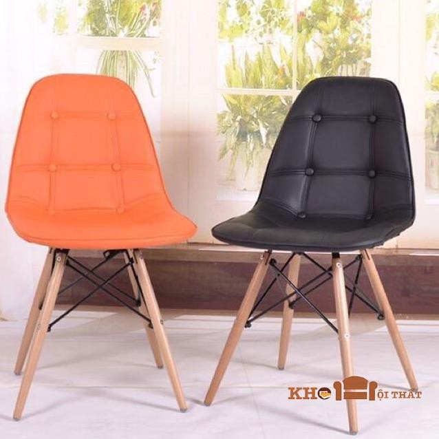 Ghế eames đệm da cúc ( đen, đỏ , nâu , xanh lá )