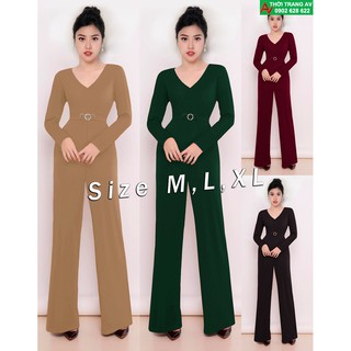 Jumpsuit - Đồ bay dài ống loe cổ tim tay dài cực hot - AV6290