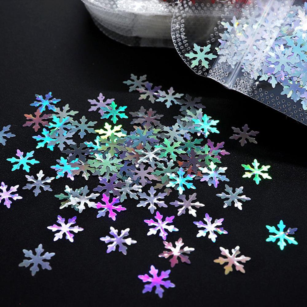 Hộp Sequin Hình Bông Tuyết Lấp Lánh Thời Trang Dùng Trang Trí Móng Tay DIY