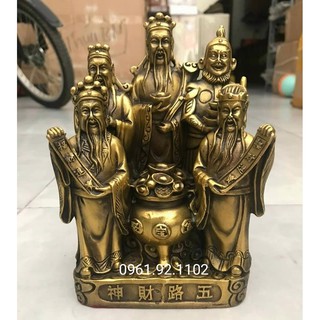 Tượng ngũ lộ thần tài bằng đồng 18 x 13 cm nặng 1.1 kg