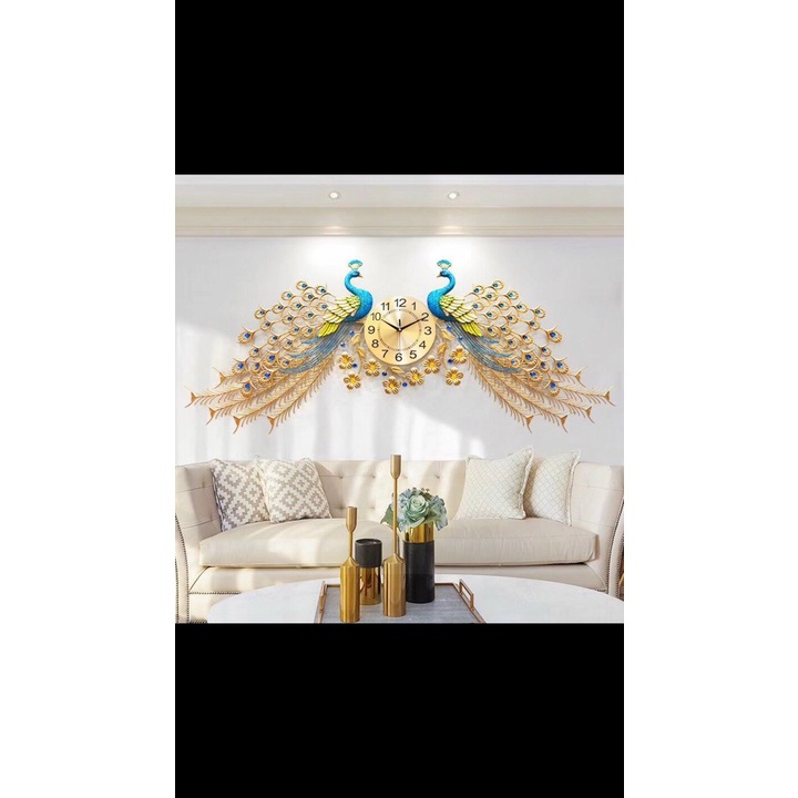 Đồng Hồ Treo Tường Trang Trí -Nghệ Thuật Decor Tường Phong Cách Mới -Họa Tiết Phu Thê Viên Mãn - Mã 686 - KT 150*75CM