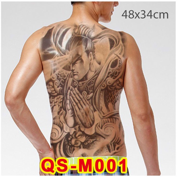 Hình Xăm Dán Kín Lưng Nhị Lang Thần QSM001