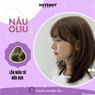 Thuốc nhuộm tóc màu Nâu Oliu tặng kèm găng tay, mũ trùm tai ni lông tiện lợi