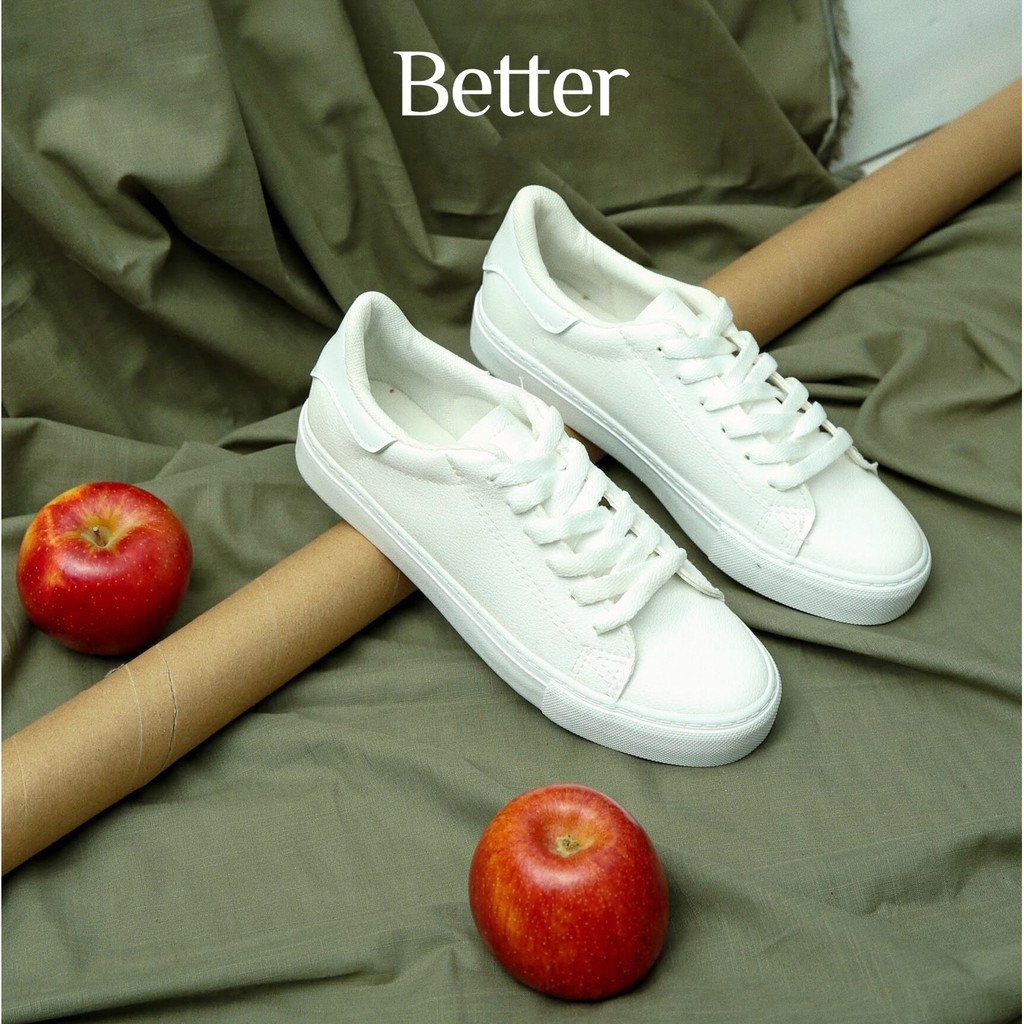 Giày Sneaker da trắng trơn Better Shoes 020118002