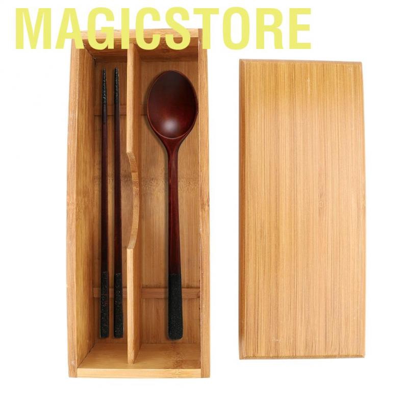 [Ready Stock] Magicstore Hộp đựng đũa muỗng bằng gỗ tre Nhật Bản