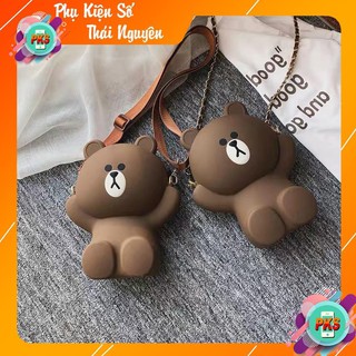 Túi gấu silicon Brown đeo chéo loại to 2 Dây- Mẫu mới 2021