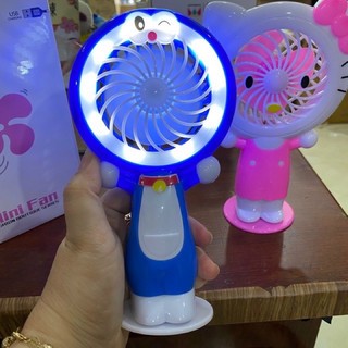 Quạt Mini Cầm Tay 5 Cánh Tai Thú Có Đèn Led