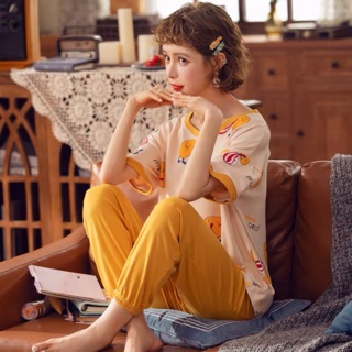 Order- Bộ ngủ nữ đồ mặc ở nhà chất cotton thoáng mát có ảnh thật