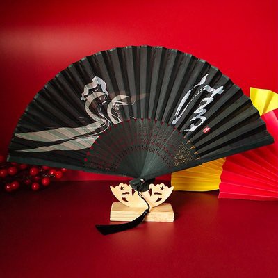 Quạt cổ trang dây tuyến xếp nan trúc cầm tay gập gọn phong cách cosplay cổ đại Trung Quốc