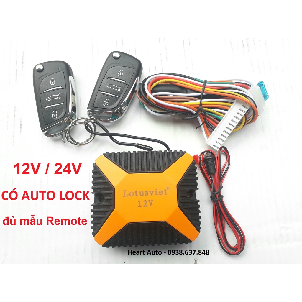 (BH 12 tháng) (12V / 24V) Bộ Khóa Cửa (Lock Cửa) Remote Xe Ô Tô #Lotus Việt  5 chức năng (tặng phôi, tặng logo)