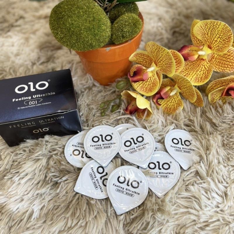 Bao Cao Su OLO 001 Đen Siêu Mỏng Nhiều Gel Bôi Trơn Hộp 3 bao , bcs trơn