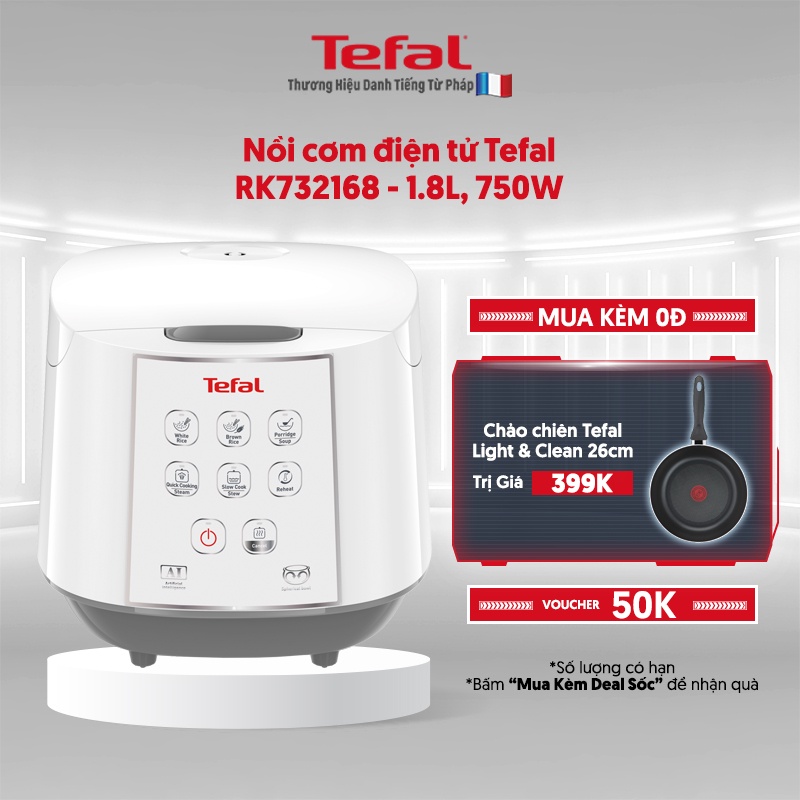 [Mã ELTEFALWL5 giảm 10% đơn 500K] Nồi cơm điện tử Tefal RK732168 - 1.8L, 750W