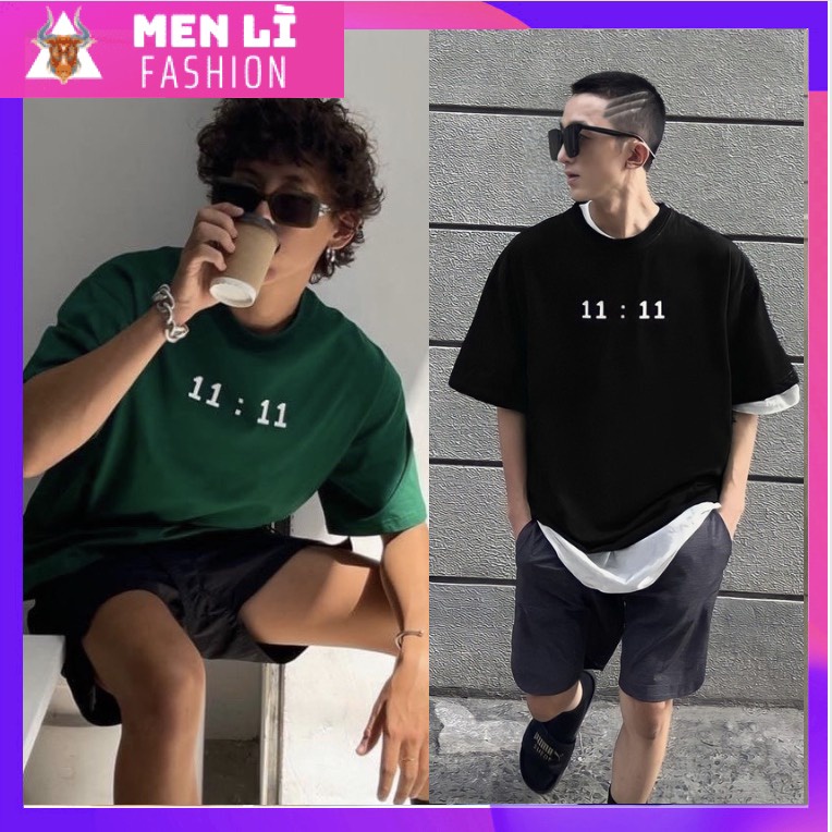 Áo Thun YOUNG GREEN 11:11 Nam Nữ Unisex Form Rộng Tay Lỡ, Áo Thun Xanh Lá, AT112 trending xu hướng, Men Lì Fashion