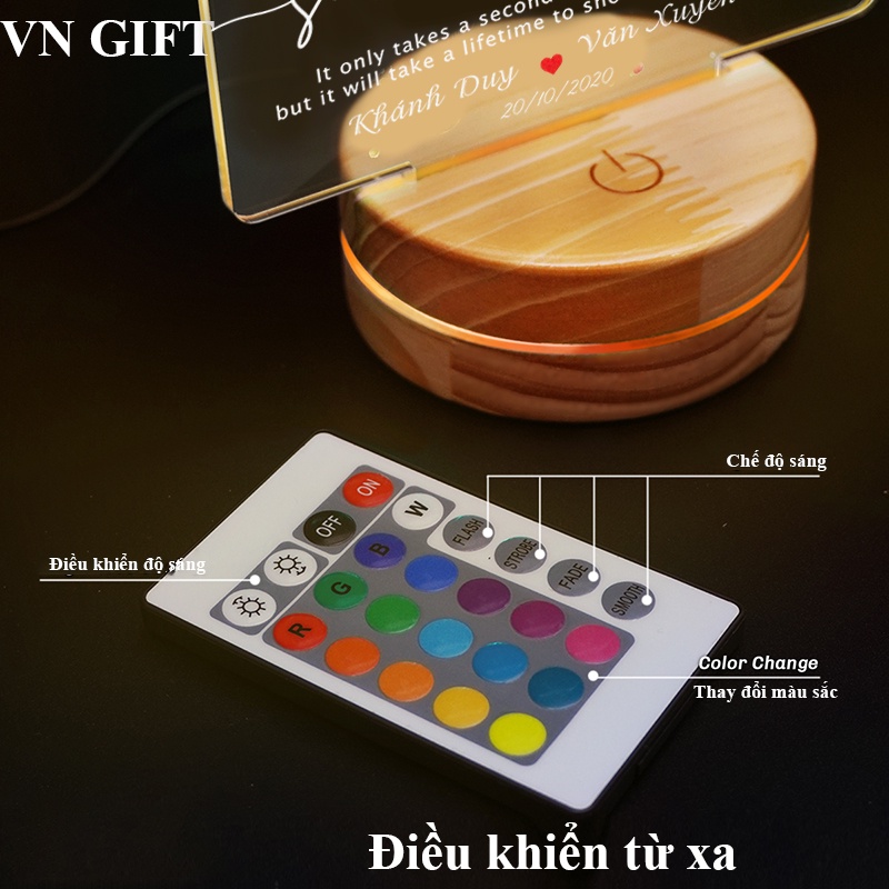 [Save the date ] Đèn led 3D thiết kế in hình theo yêu cầu, tùy chọn kích thước, kỷ niệm yêu nhau, ngày cưới