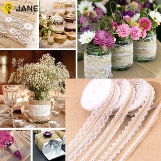 Cuộn dây ruy băng hessian bằng organza phối ren dài 2m dùng trang trí thời trang