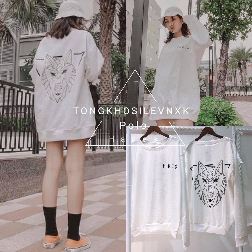 ÁO SWEATER TRẮNG DÀI TAY IN 3D HÌNH SÓI HADES