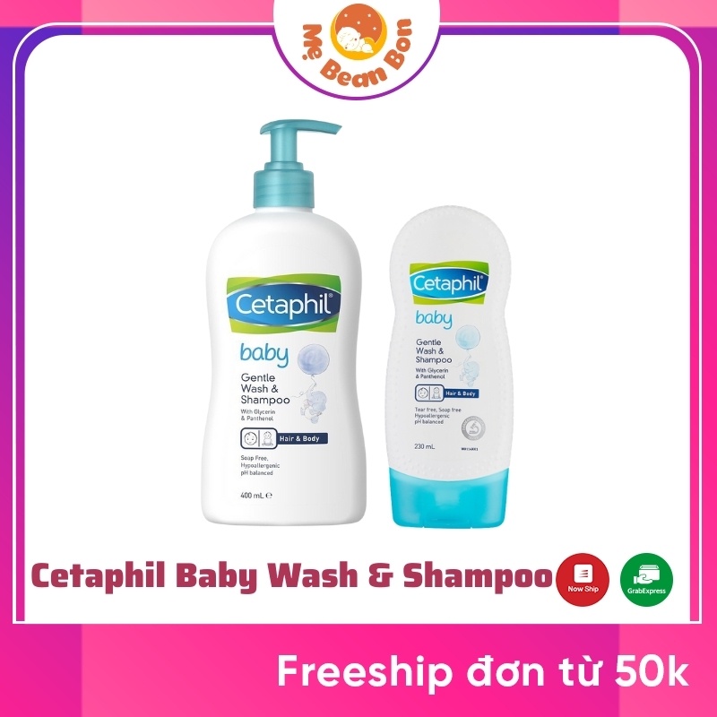 Sữa tắm gội toàn thân 2in1 Cetaphil Baby Wash &amp; Shampoo (230ml/400ml), Úc