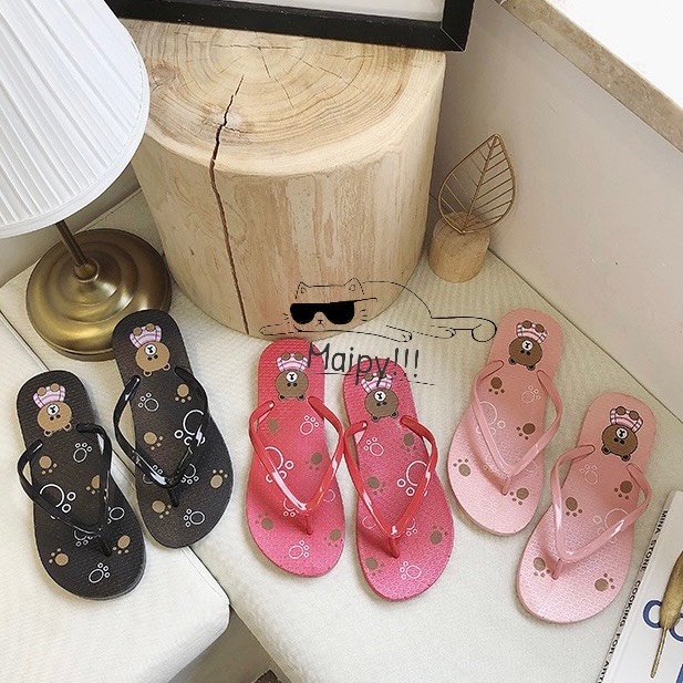 Dép kẹp xốp xỏ ngón hình GẤU cute thời trang mùa hè cho nữ 𝐃𝐋𝟏𝟎𝟓 Maipy