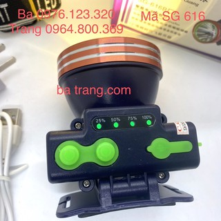 Đèn pin đội đầu siêu sáng sg 616 hiển thị phần trăm pin pin 10 sáng
