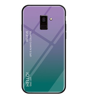 For [Samsung Galaxy A8 Plus 2018] Gradient Tempered Glass Back  Protective Case