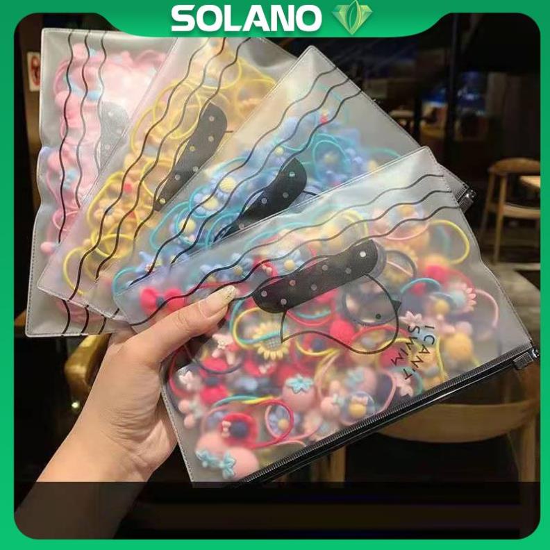 Dây buộc tóc SOLANO dây chun buộc tóc set 20 buộc nỉ hoa quả Hàn Quốc cho bé gái, bạn nữ FAH-001415