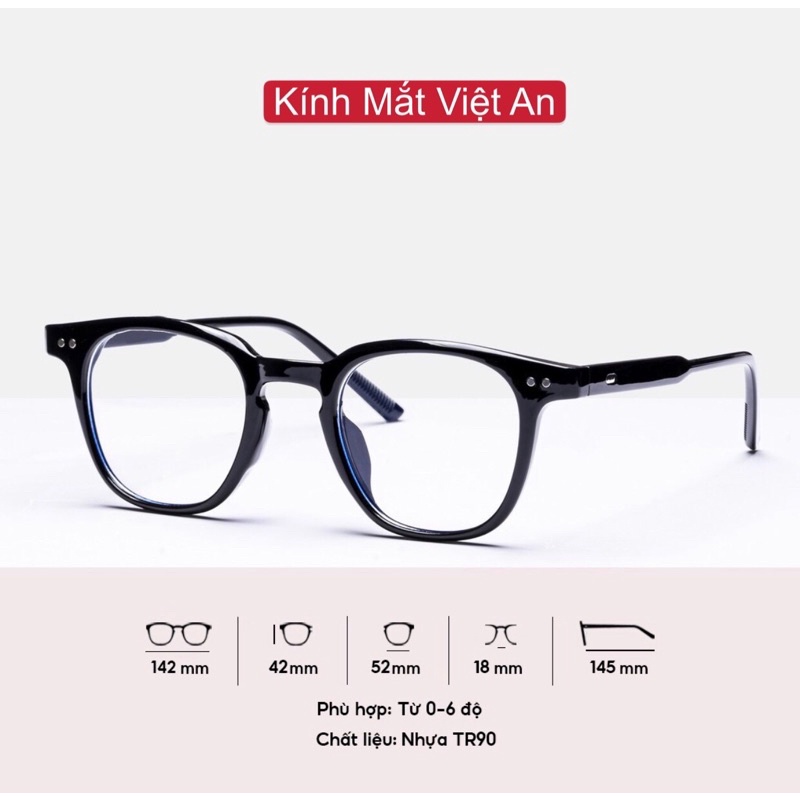 Gọng kính cận nam nữ GM Lutto gọng vuông 2 chấm thời trang Hàn Quốc