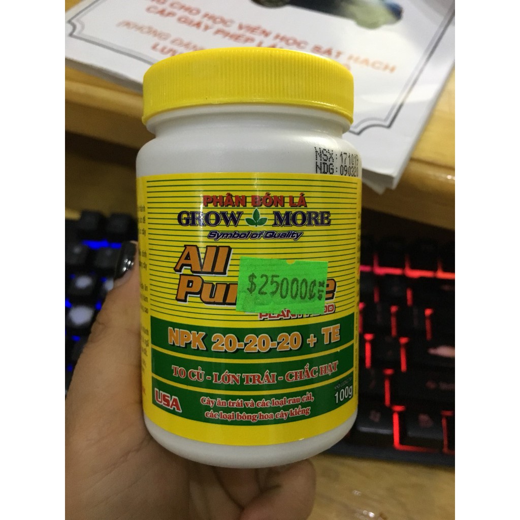 Phân Bón Lá Growmore 20-20-20+TE 100gr ( to củ, lớn trái, chắc hạt)