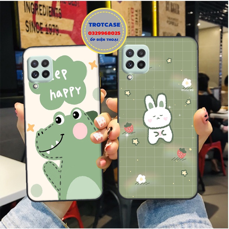 Ốp lưng điện thoại Samsung A22 4G - Samsung A22 5G - Samsung A12 - in hình chú khủng long dino xanh nhiều sắc thái