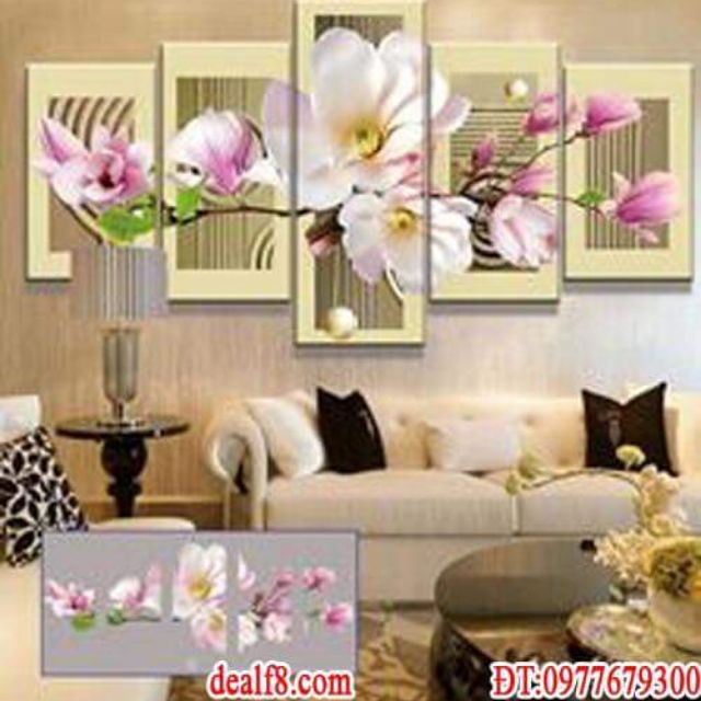Tranh đính đá hoa ngọc lan 5 bức tuyệt đẹp