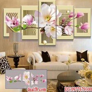 Tranh đính đá hoa ngọc lan 5 bức tuyệt đẹp