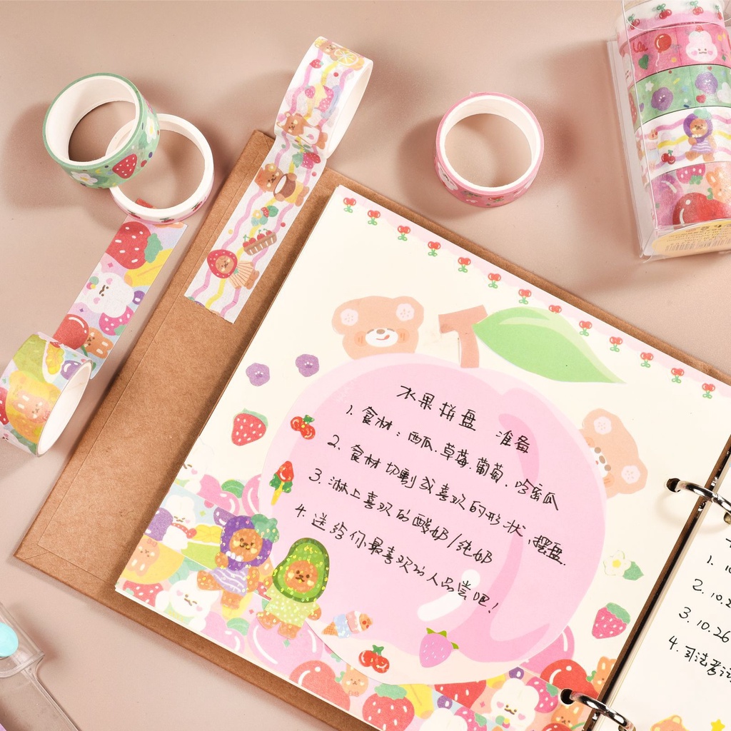 Set 4 - 5 Băng Keo Giấy Washi Tape Cuộn Cute Daily Series Phong Cảnh
