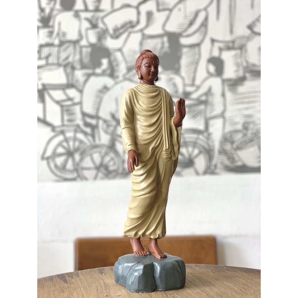 Tượng Phật Thích Ca ban phước 38cm nhựa composite - Phật Bổn Sư đứng