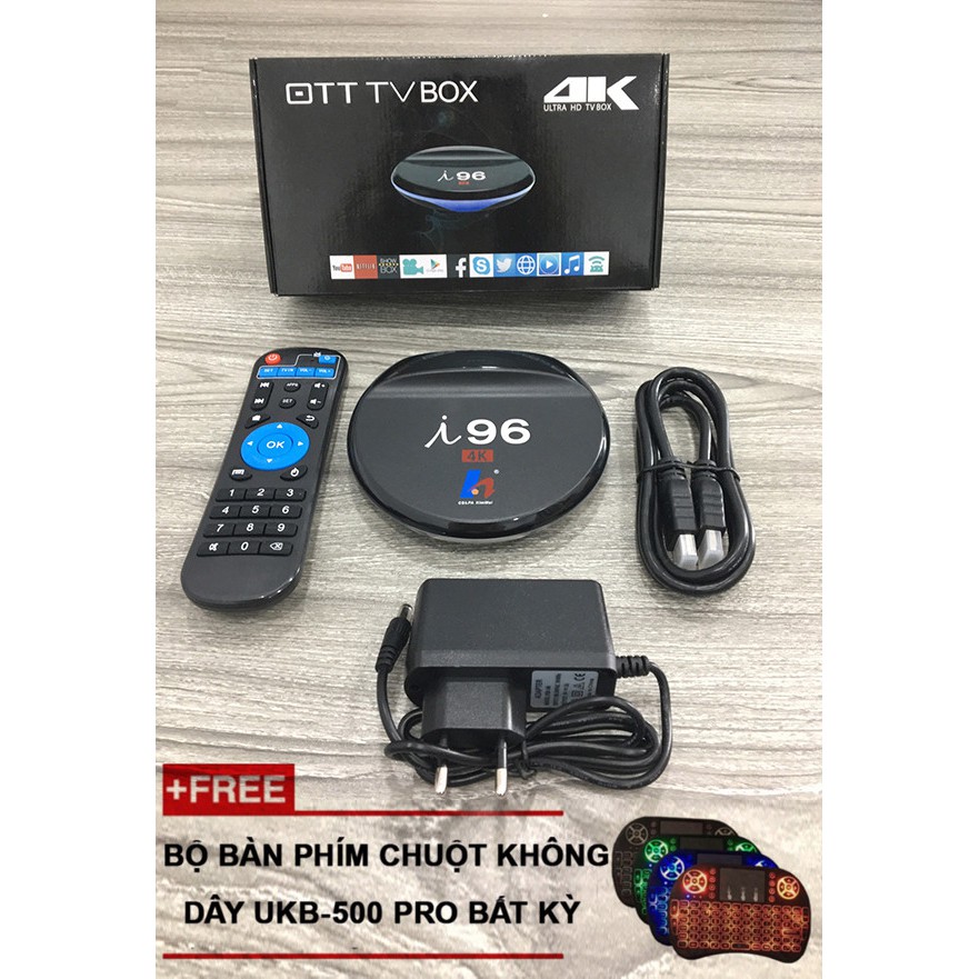 Tivi Box I96 Android 6.0 Amlogic s905 Ram 1G-8GB tặng bàn phím kiêm chuột ko dây led nền