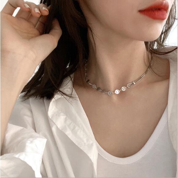 Vòng cổ Bằng Thép Không Gỉ Mặt Cười Thời Trang Hàn Quốc