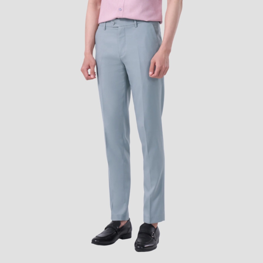 Quần âu nam ống côn OFS vải lụa cotton co giãn trơn không nhăn mặc thoải mái thời trang công sở cao cấp