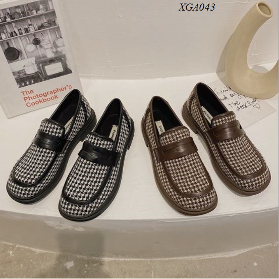 XGA043 Giày nữ vintage kẻ caro phong cách Hàn Quốc | BigBuy360 - bigbuy360.vn