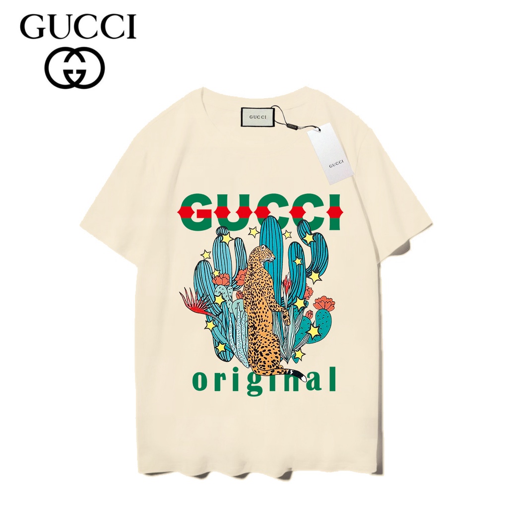 Gucci Áo Thun cotton Ngắn Tay In Họa Tiết Thời Trang Cá Tính