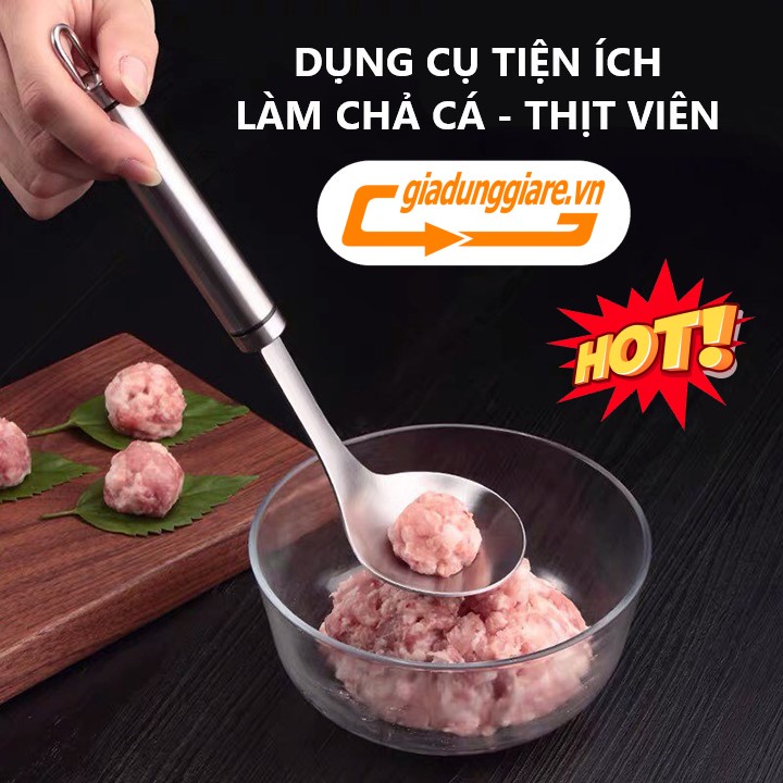 ( Bán sỉ ) Dụng cụ làm thịt viên nặn cá viên chả cá sắn mọc tiện dụng dài 25cm (Chất liệu INOX) - giadunggiare.vn