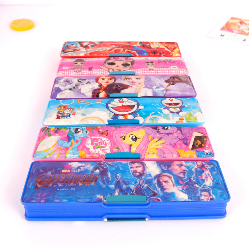 Hộp Đựng Bút Hai Ngăn In Hình My Little Pony/Người Nhện/ Avengers Dễ Thương Cho Bé