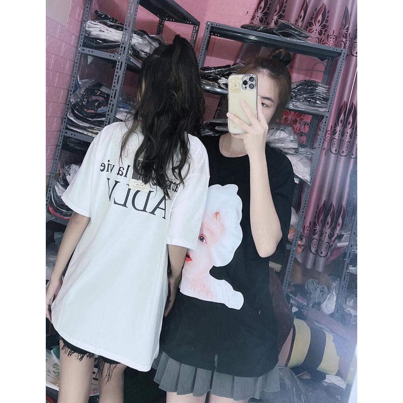 Áo phông tay lỡ ADLV thun Unisex nam nữ hình em bé chất cotton